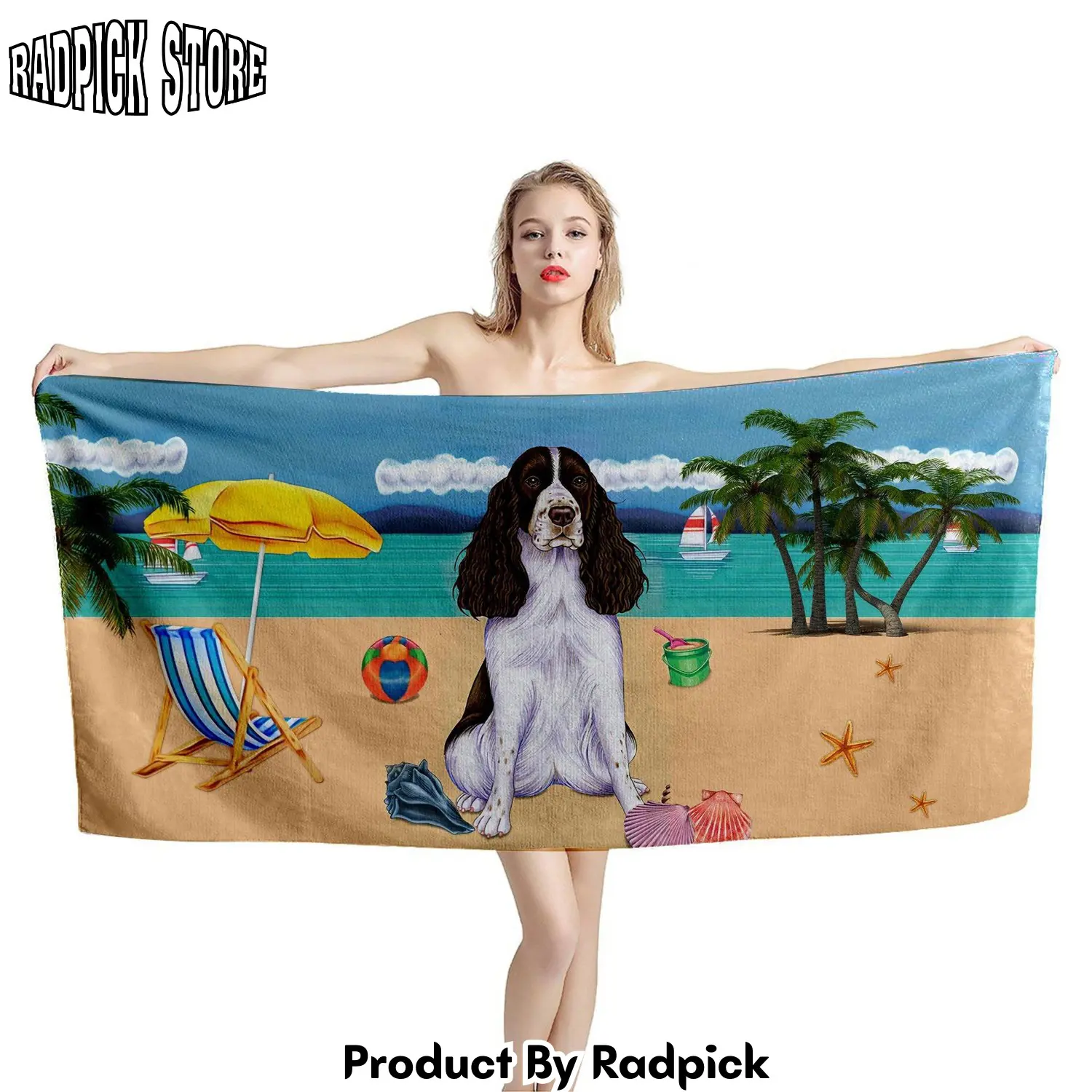 3d springer spaniel dog custom beach towel rp88713